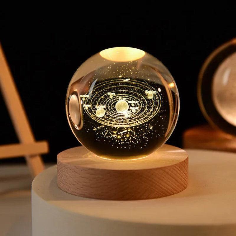 3D Cosmic Crystal Ball With Stand - Solar Flame Torch