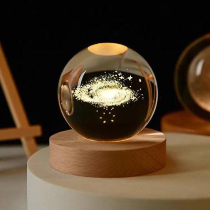 3D Cosmic Crystal Ball With Stand - Solar Flame Torch