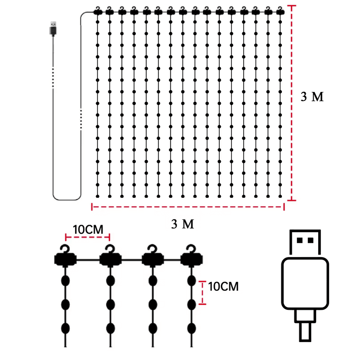 Smart LED Curtain Lights With Music Synchronization - Solar Flame Torch