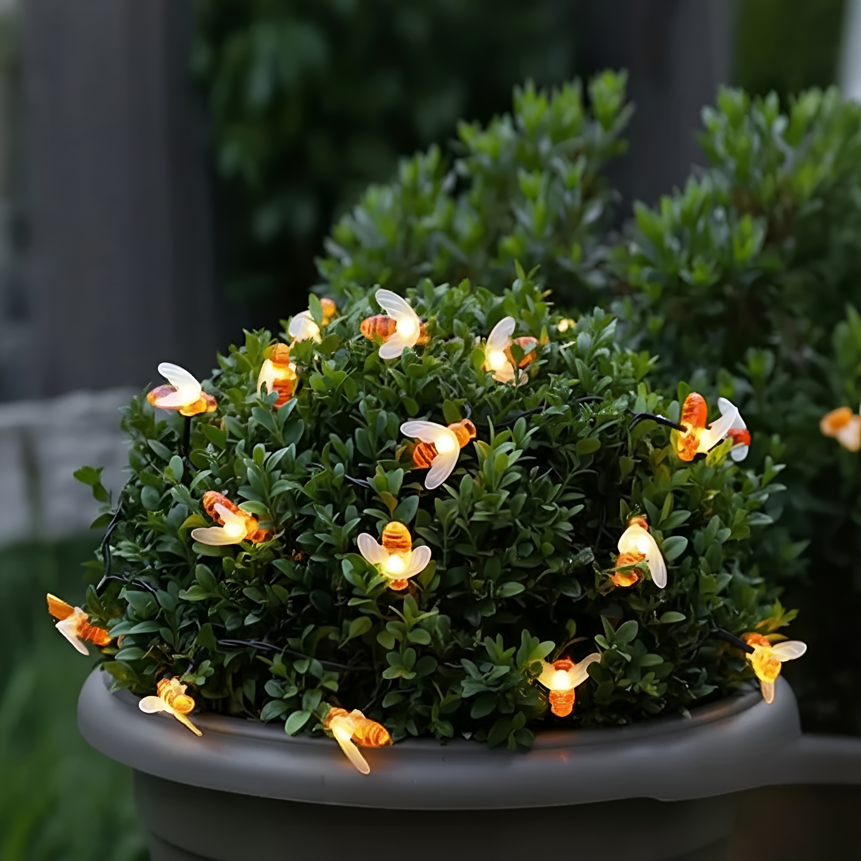 Set Of 2 Solar Decorative Bee LED Lights With 50 Warm Glow Bees