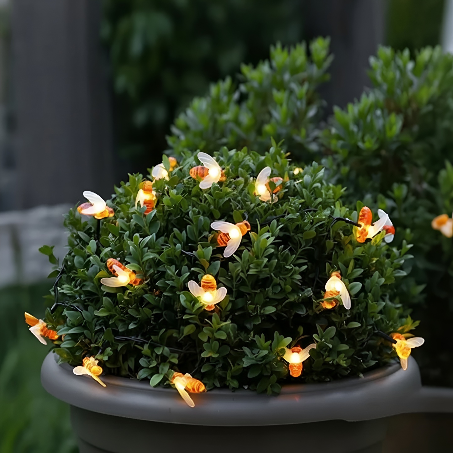 Set Of 2 Solar Decorative Bee LED Lights With 50 Warm Glow Bees