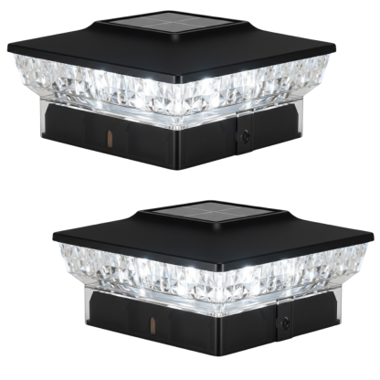 Flickering Flame Solar Post Cap Lights for Outdoor Deck and Fence