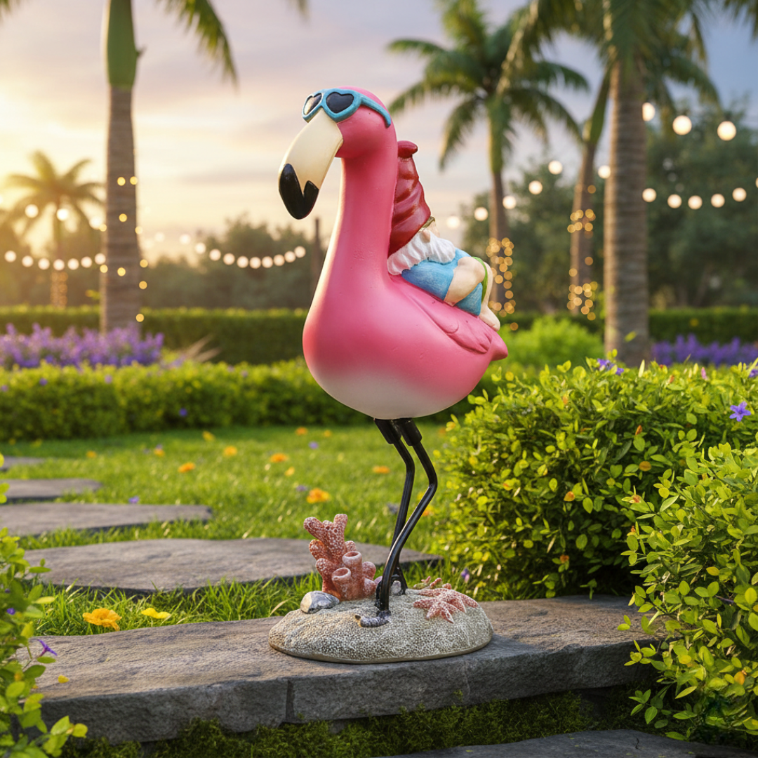 Solar Gnome Garden Statue with Mushroom Lights