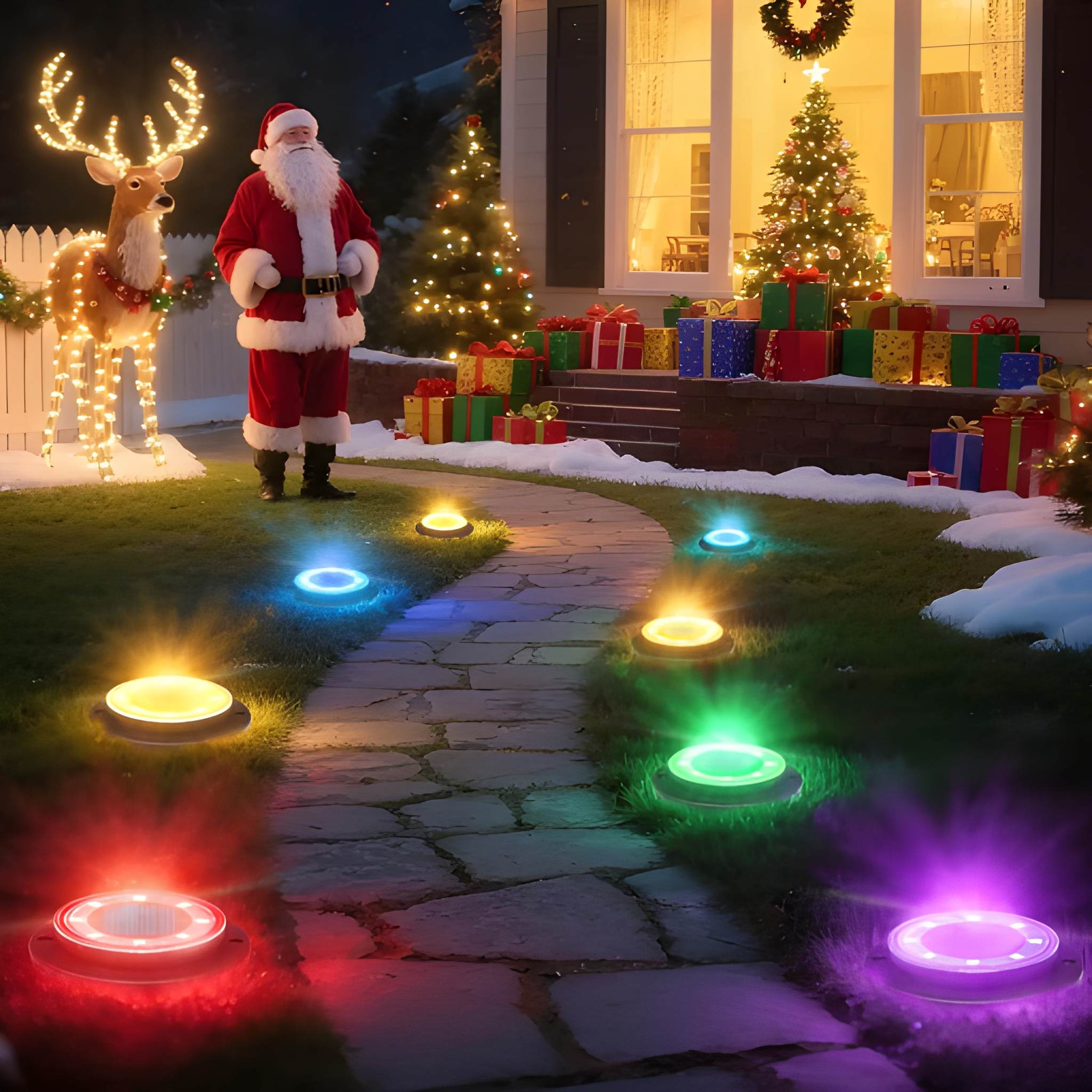 Solar Ground Lights With Outdoor Disk Design For Pathway And Yard