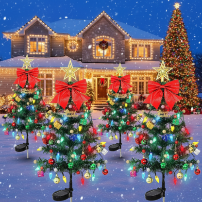 Solar Powered Christmas Tree Yard Decorations With LED Lights