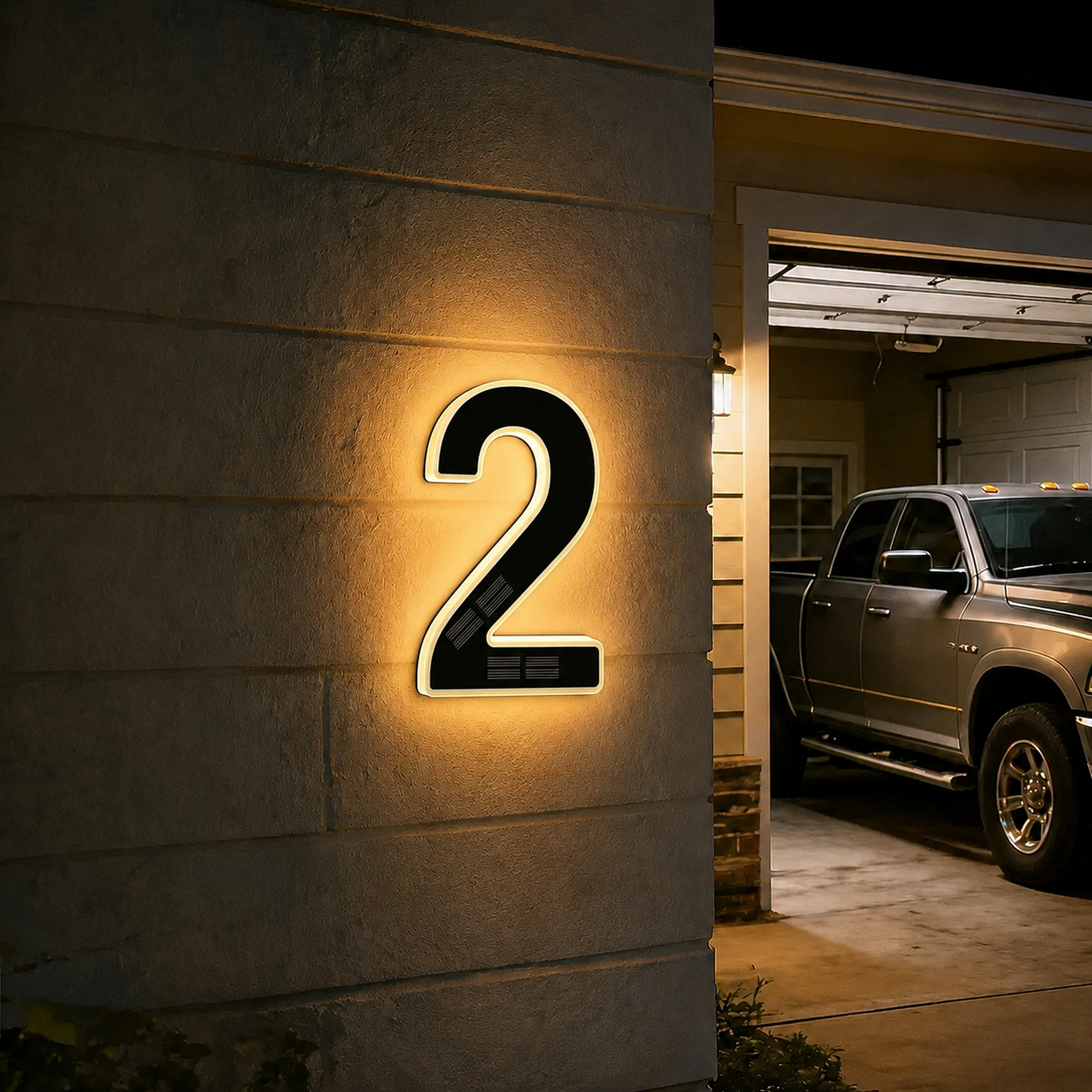 Solar Powered House Address Illuminated Number Signs