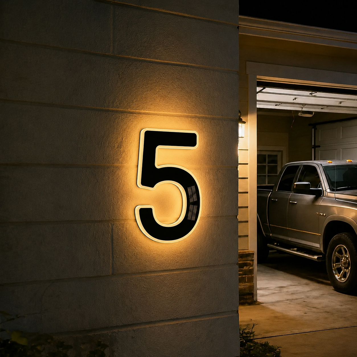 Solar Powered House Address Illuminated Number Signs