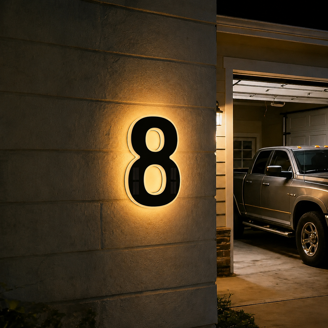 Solar Powered House Address Illuminated Number Signs