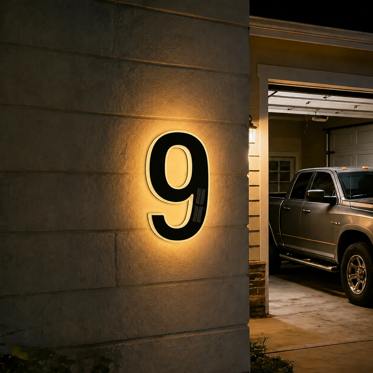 Solar Powered House Address Illuminated Number Signs
