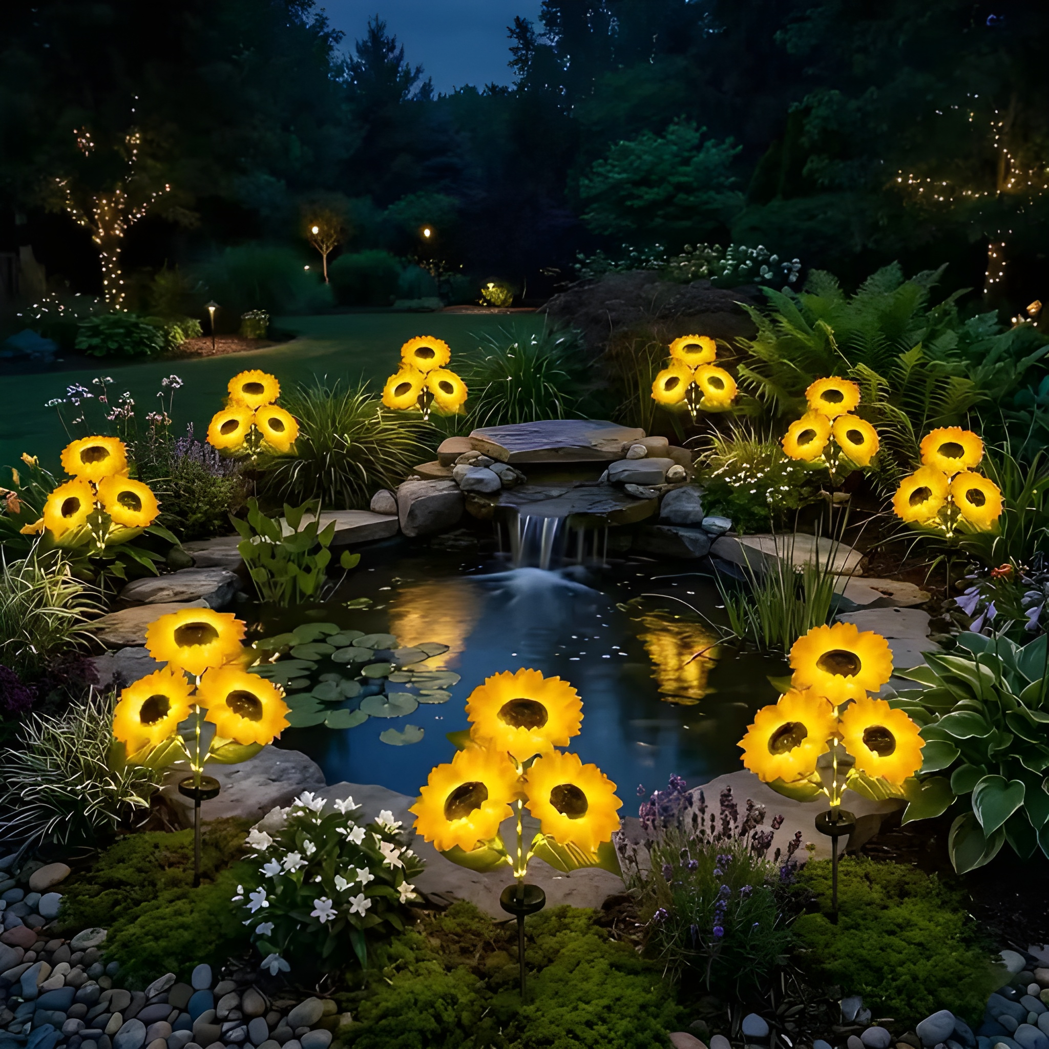 Solar Powered LED Sunflower Garden Lights Set