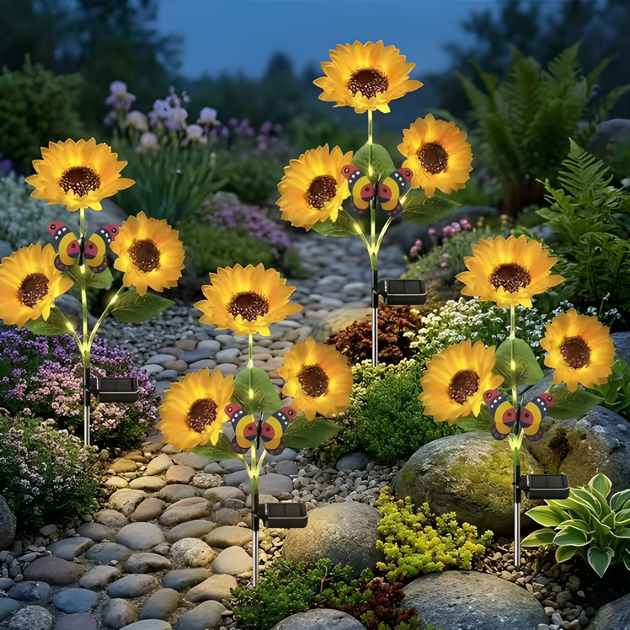 Solar Powered LED Sunflower Garden Lights Set