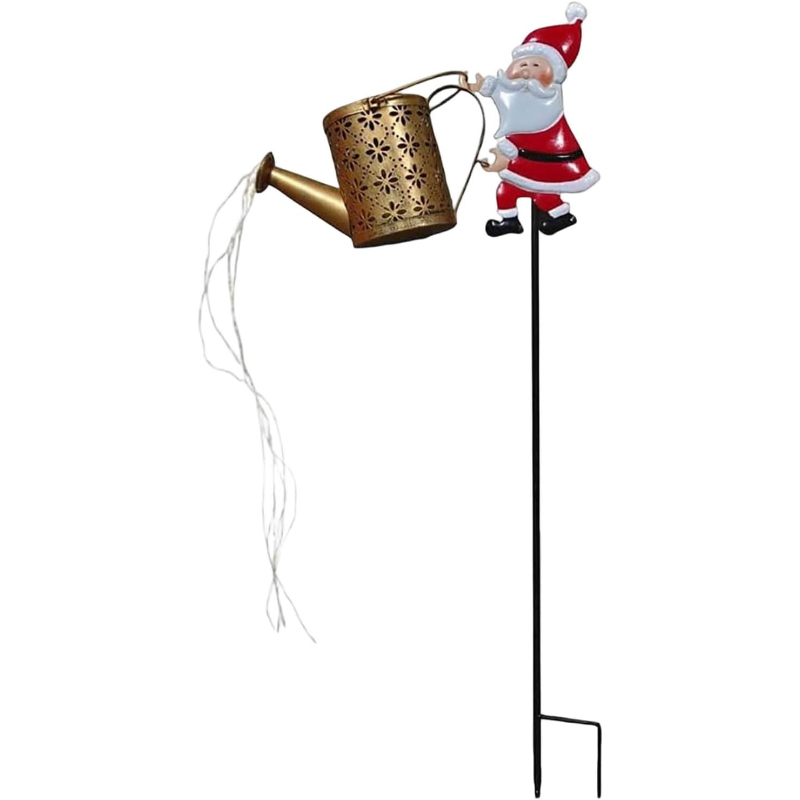 Solar Santa Watering Can Garden Light For Christmas Yard Pathways