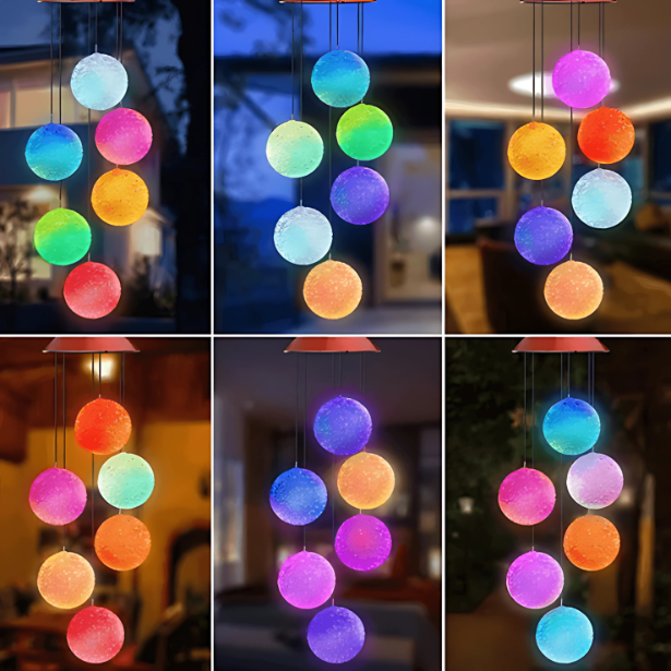 Solar Globe Wind Chime-Solar Flame Torch