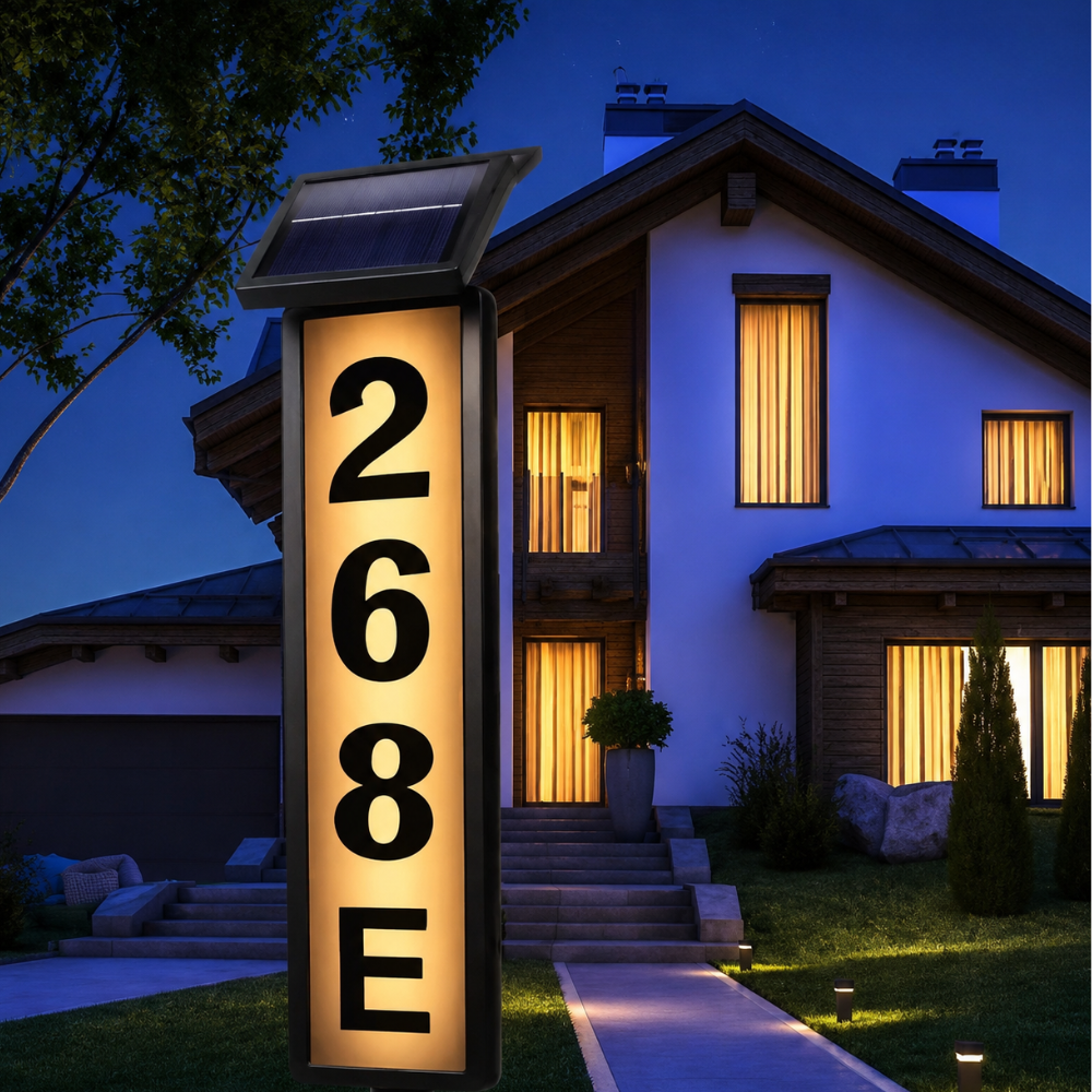 Solar Powered House Number Lawn Lamp For Outdoor Addresses