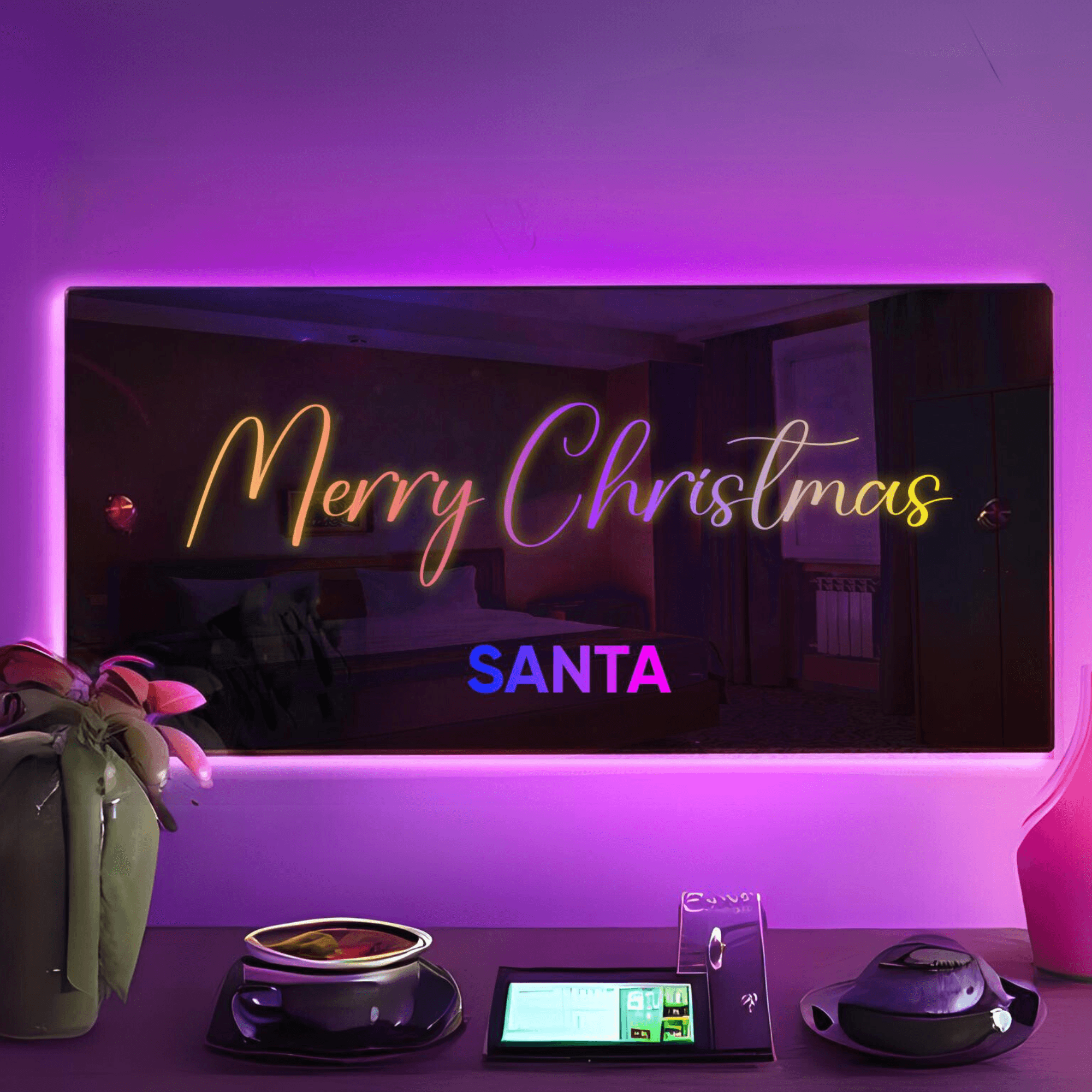 Custom Personalized Light Up Name Mirror - Solar Flame Torch