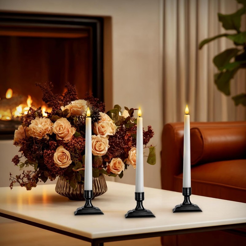 Wax Window Battery Operated Candlesticks With Holders