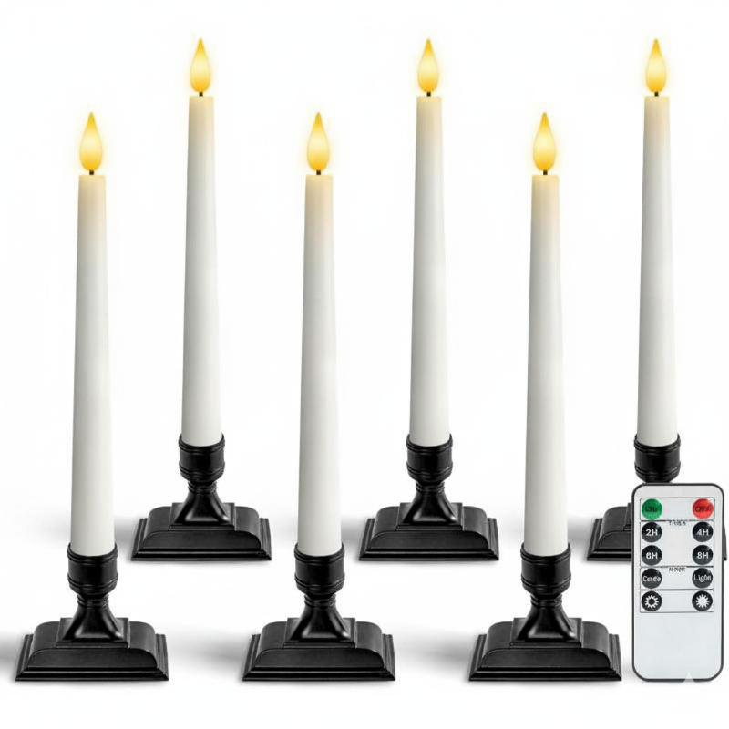 Wax Window Battery Operated Candlesticks With Holders
