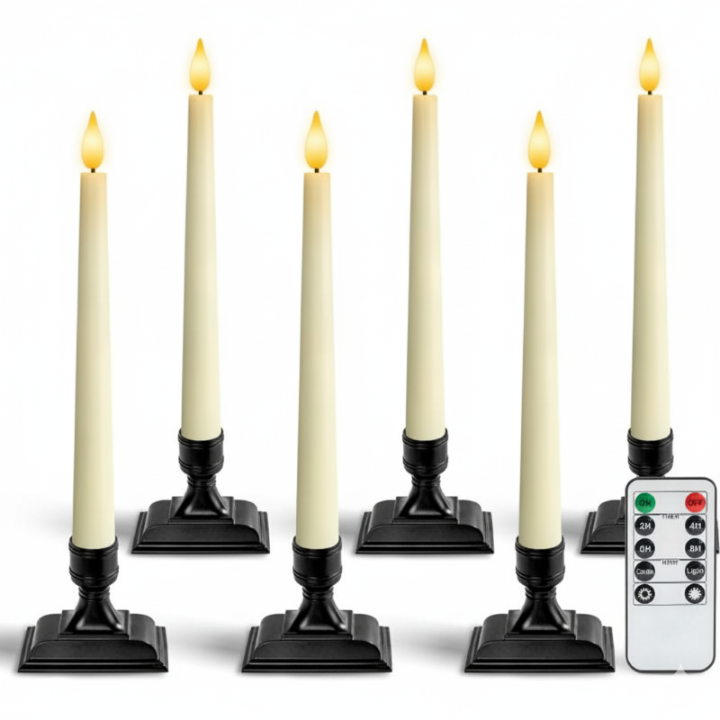 Wax Window Battery Operated Candlesticks With Holders