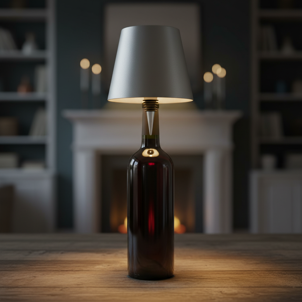 Wireless Bottle Lamp Metal Wine Bottle Light With 3 Color Light Dimming