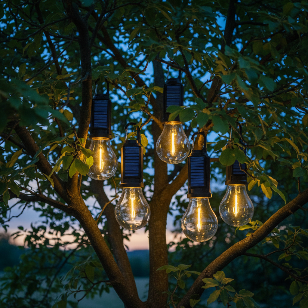 Pack Of 5 Solar Rechargeable LED Tent Light Set