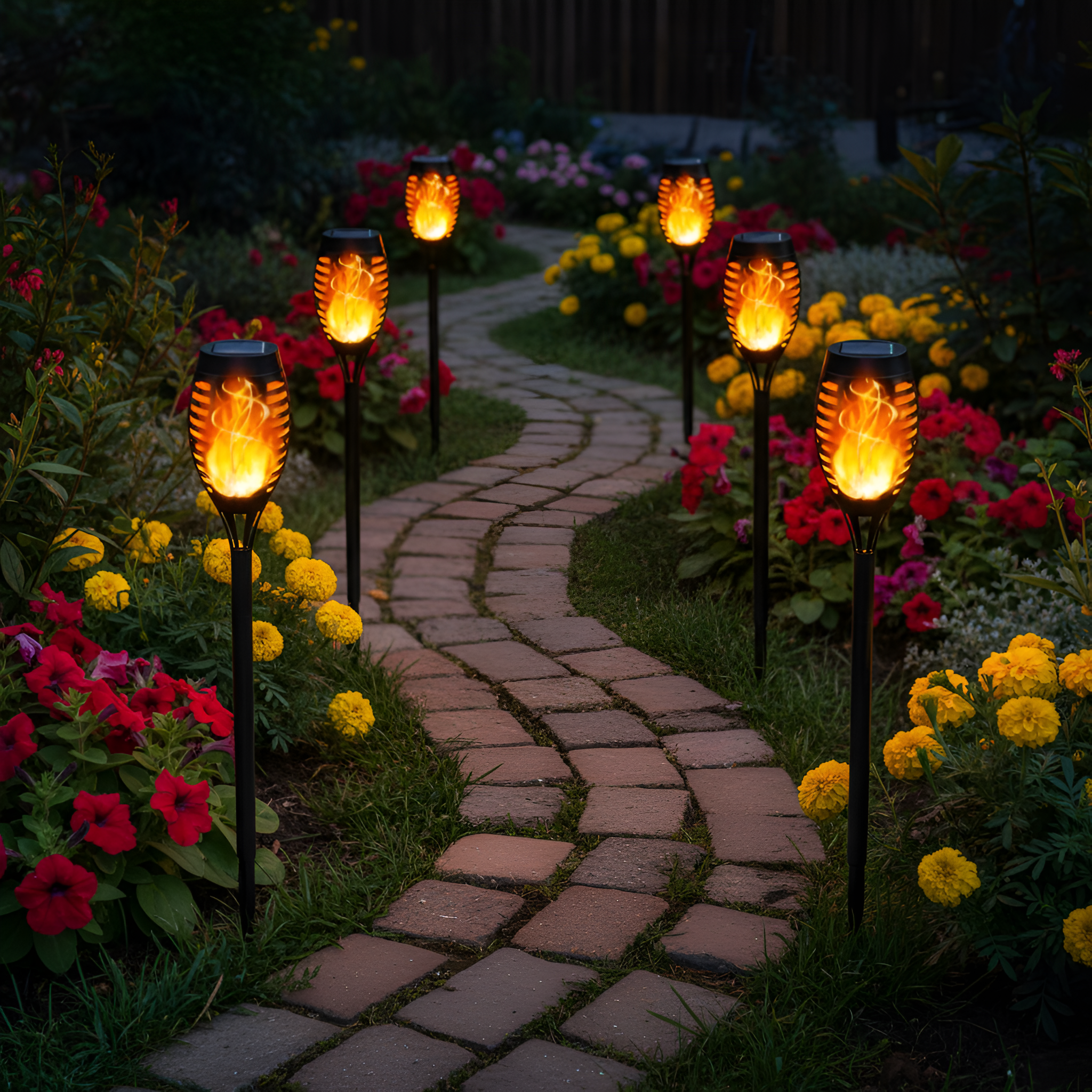 Solar Torch Lights with Flickering Flame for Halloween Decor