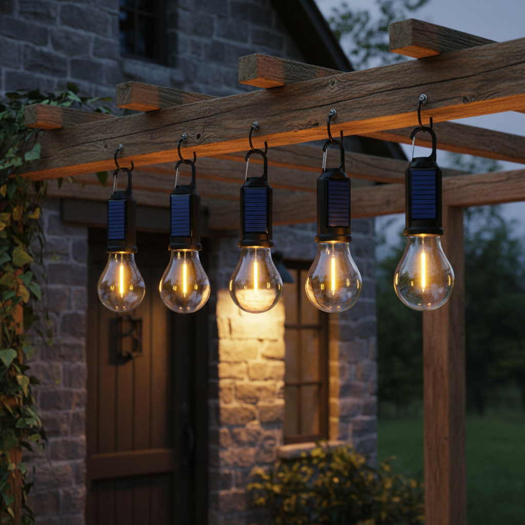 Pack Of 5 Solar Rechargeable LED Tent Light Set