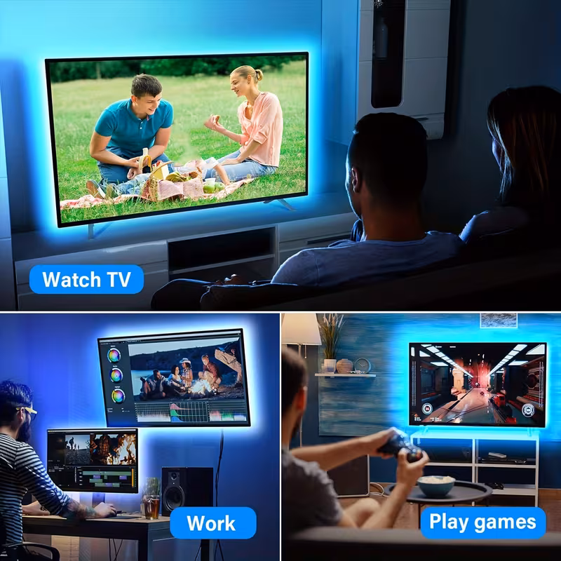 1 set 196inch for tv led backlight 22 65 inches smart tv led lights are dimmable in 8 colors dynamic mode sensitive and adjustable strip is suitable for game room tv background decoration environmental lighting 6