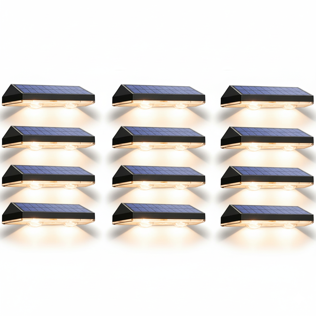 Solar Fence Lights Outdoor 8 Pack Waterproof LED 3 Mode