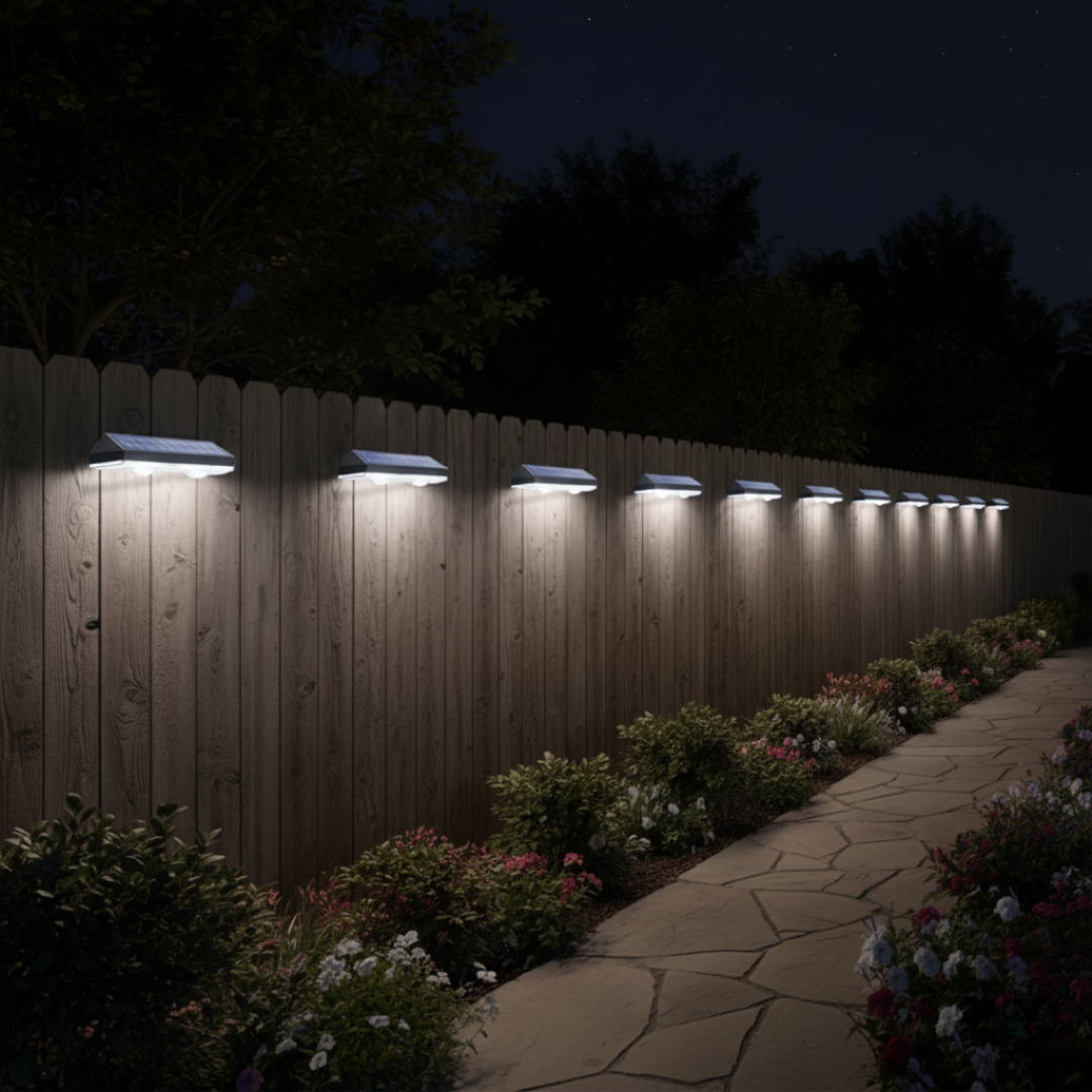 Solar Fence Lights Outdoor 8 Pack Waterproof LED 3 Mode