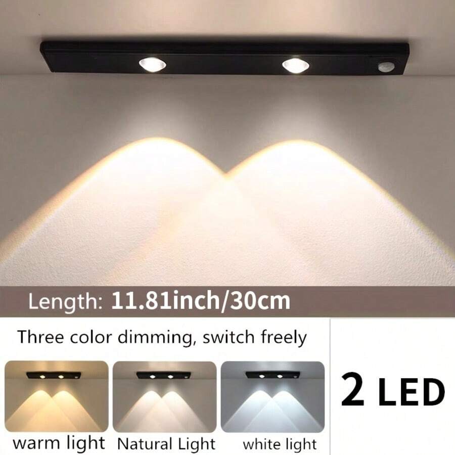 Modern LED Motion Sensor Strip Light, Wireless Rechargeable Magnetic Light Bar For Shoe Cabinets, Display Cases, Wardrobes, Smart Cabinets - Hill Effect, No Wiring Required, Easy Installation, USB-Powered, Plastic Material, Moire Pattern - Cat's Eye Sensor Light - View 20