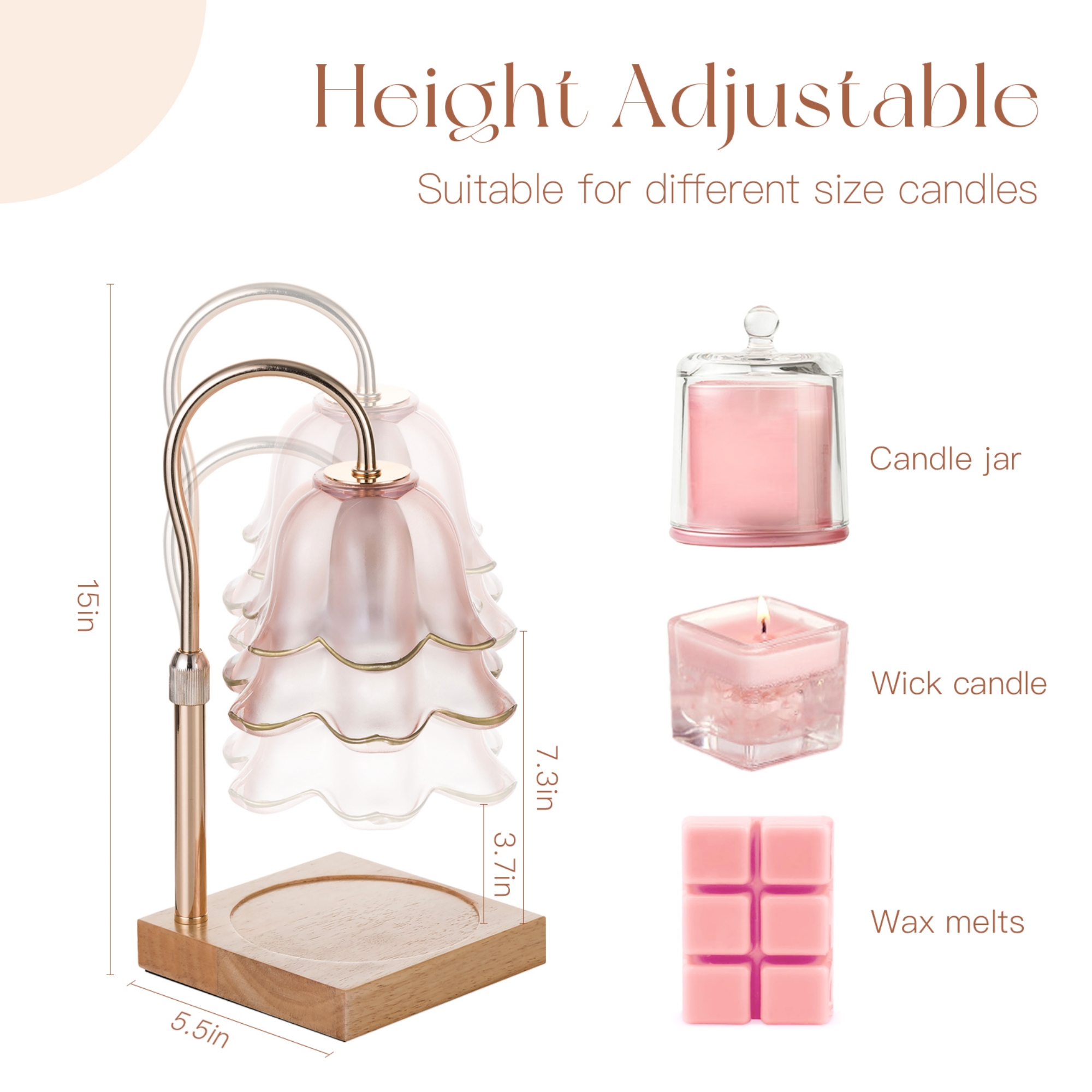 Sziqiqi Pink Flower Candle Warmer Lamp with Scented Candles: Wax Melt Warmer with Timer, Perfect Mother&rsquo;s Day, Valentine&rsquo;s Day, or Birthday Gift for Women, Mom, and Home Decor