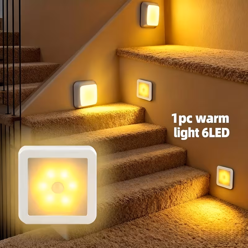   sensor 6 led floor ceiling wall light wireless ip44 auto on off energy saving plug and play installation   design suitable for   stairs living rooms bedrooms batteries not included ideal for home 8
