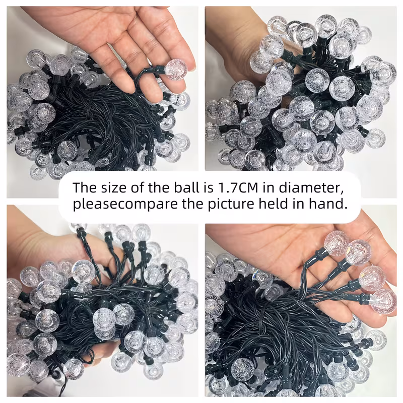 1 pack of 20 50 100 led 16 23 39ft solar light string outdoor solar outdoor light with 8 lighting   solar ball light for garden trees   parties christmas decorations courtyard decoration warm   colors 7