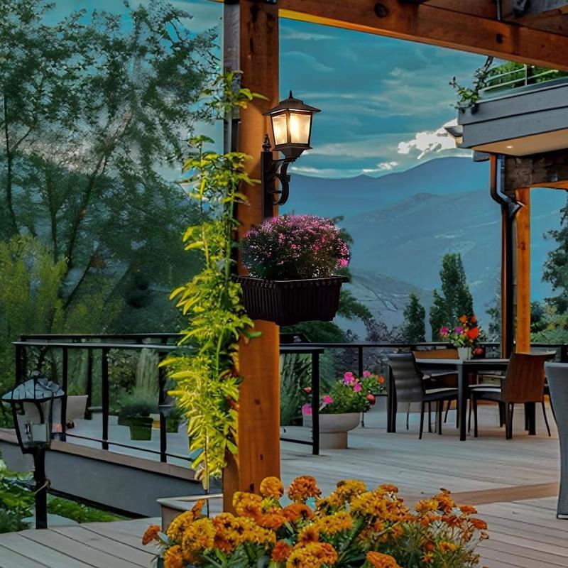 Solar Garden Post Light With Planter Waterproof Outdoor Decor