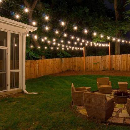 25FT Globe String Lights with Bulbs for Indoor/Outdoor Waterproof Connectable Hanging Lights for Backyard Porch Balcony Party Decor - Solar Flame Torch