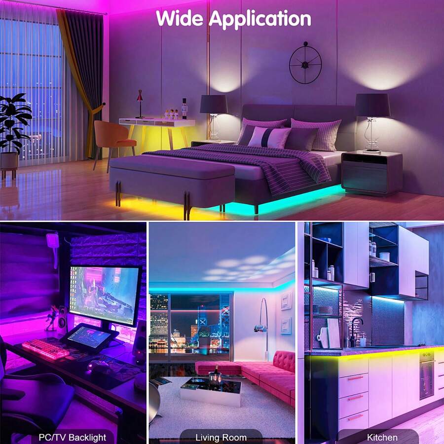 25/50/100/130/200/260 Ft RGB LED Light Strip, Smart Light Strip, App And Remote Control, Christmas, Halloween Decoration, Suitable For Family And Friends Reunion, Bedroom, Party Decoration, Atmosphere Creation - multicolour - View 10