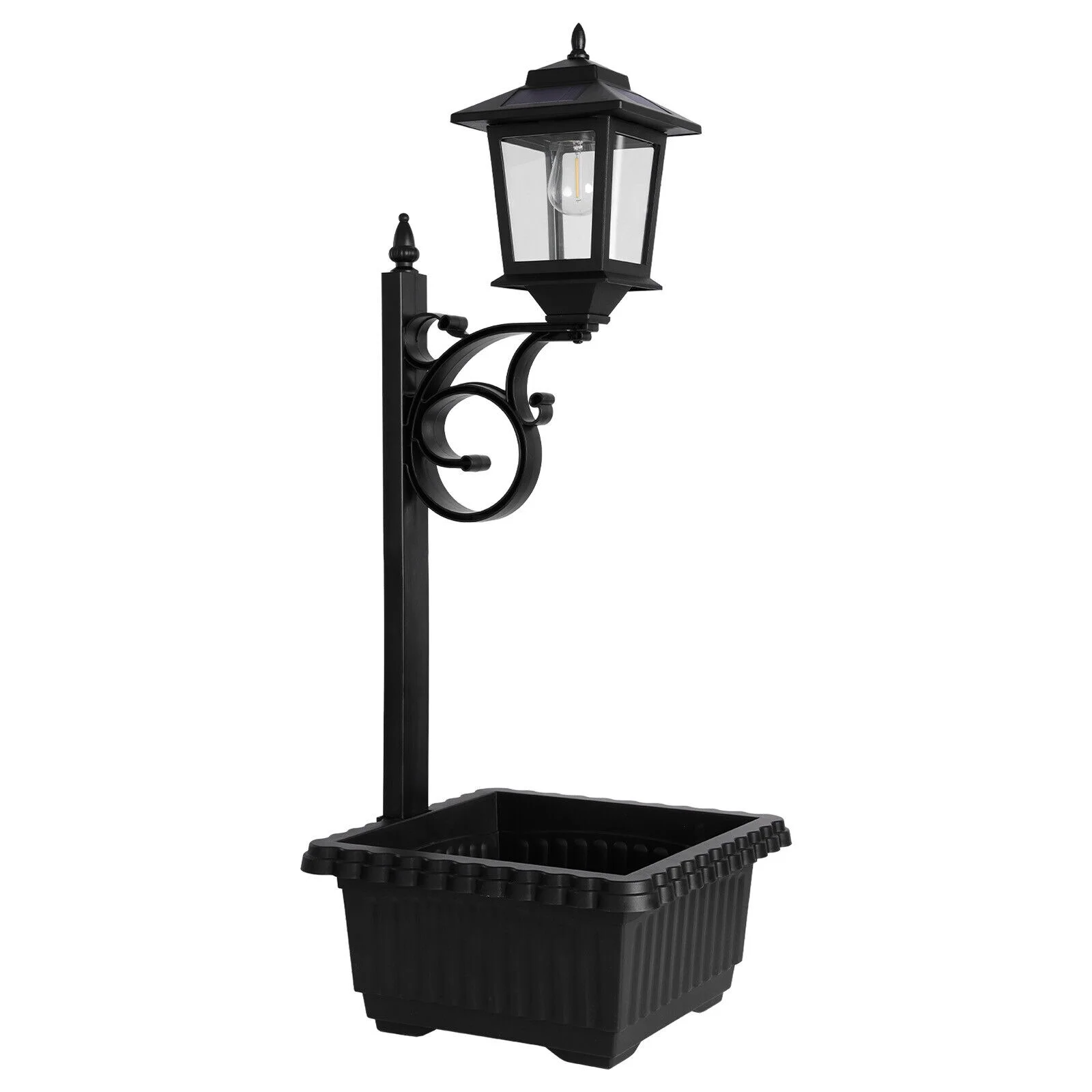 Solar Garden Post Light With Planter Waterproof Outdoor Decor