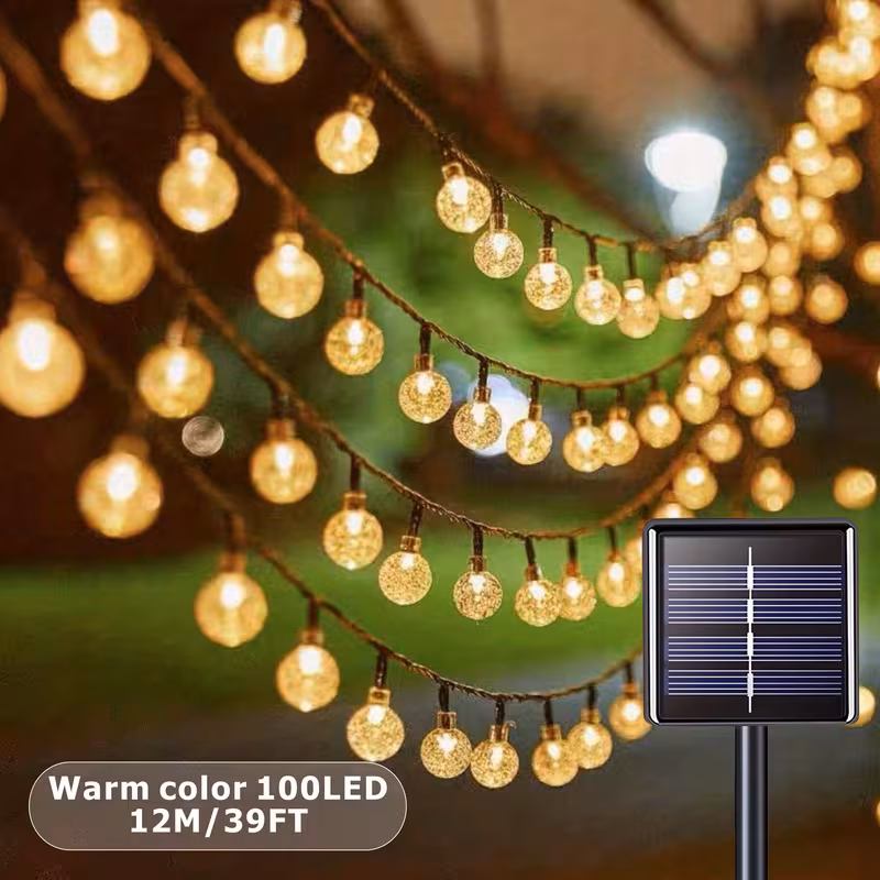 1 pack of 20 50 100 led 16 23 39ft solar light string outdoor solar outdoor light with 8 lighting   solar ball light for garden trees   parties christmas decorations courtyard decoration warm   colors 39ft 100led 8mode warm 8