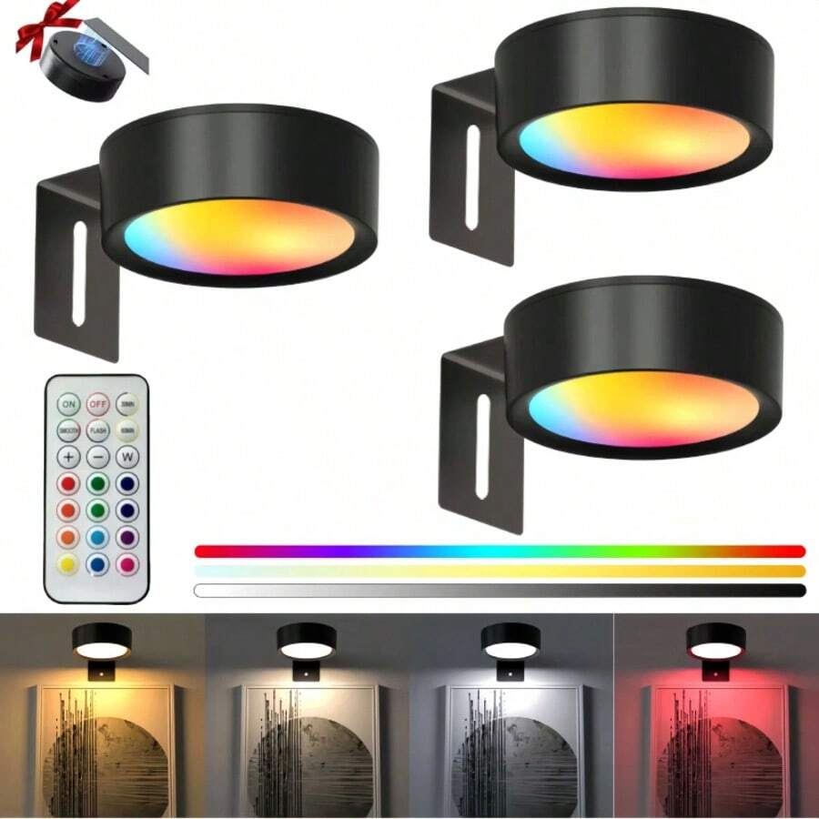 1/3/6pcs Led Wireless Metal Wall Art LED Picture Lights, Wall Lamp, Fairy Lights, Night Light, Book Light, Led Lights Picture Frame Artworking Portrait, Stairs, Corridors, Bedroom Decoration, Living Room,Party Decorations,Home Decor,Room Decor - Thirteen Colors Of Light-rGB - View 19