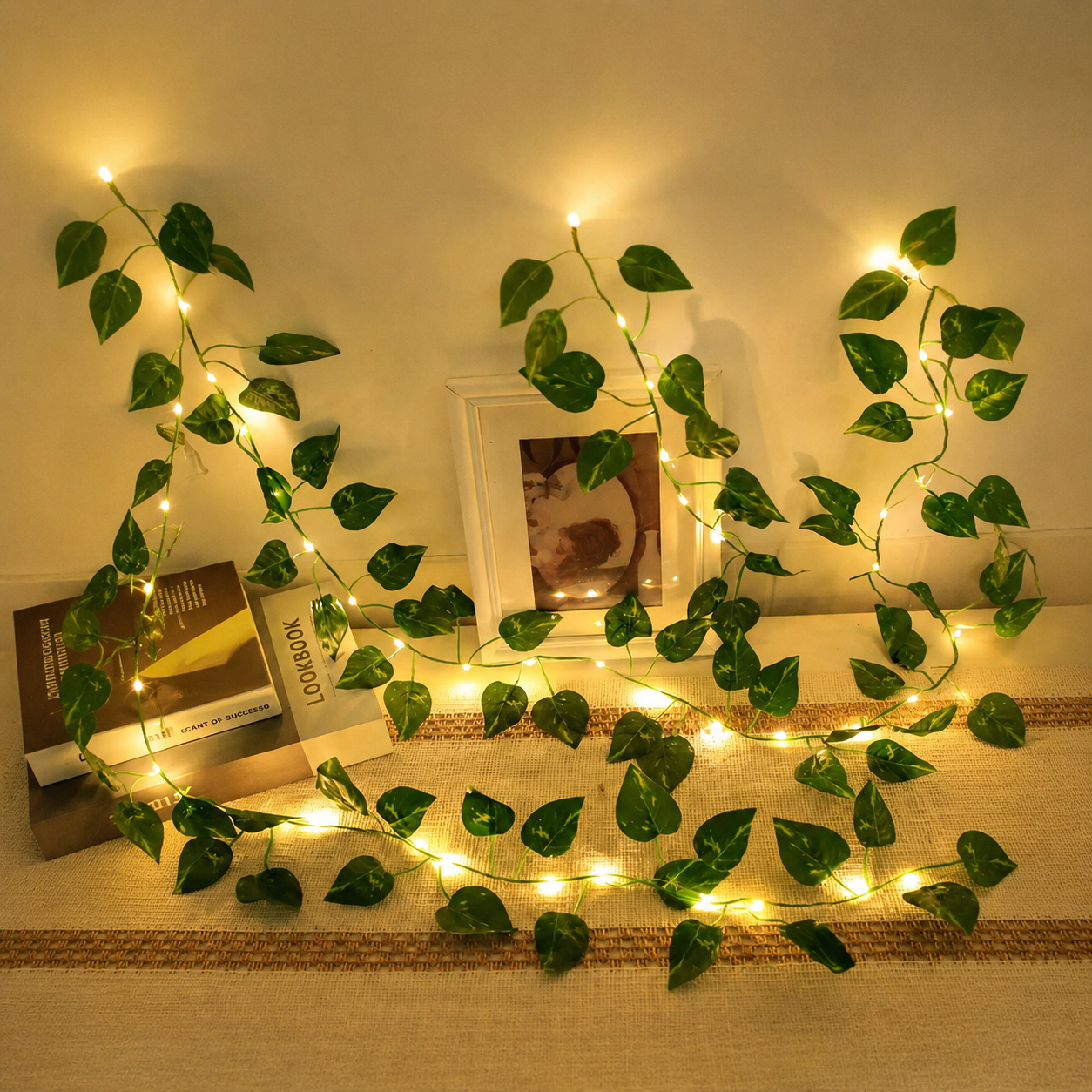 Battery Operated Green Leaf Fairy Lights For Bedroom And Wedding Decor