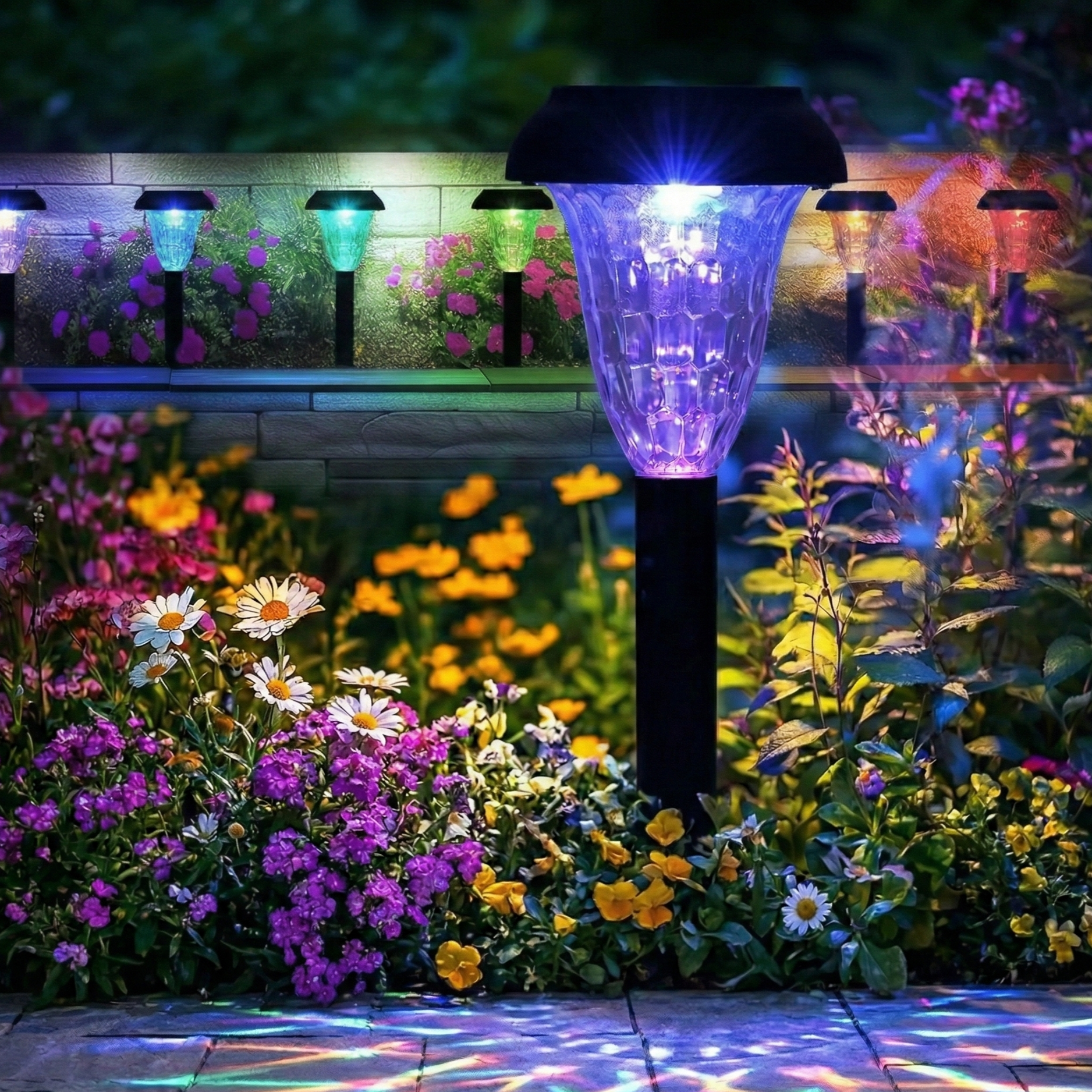 RGB Color Changing Solar Powered Pathway Lights For Garden