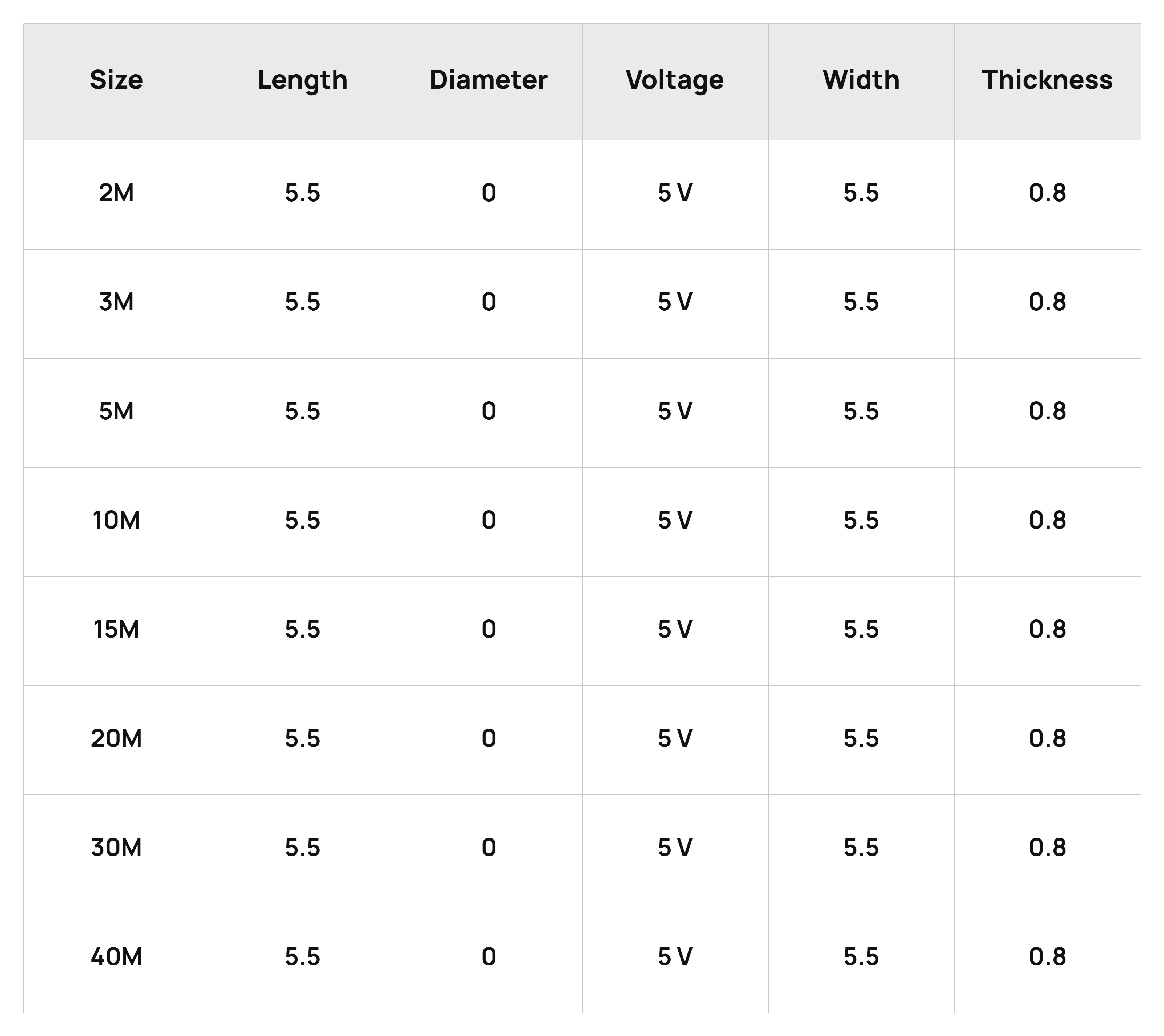 Size Chart