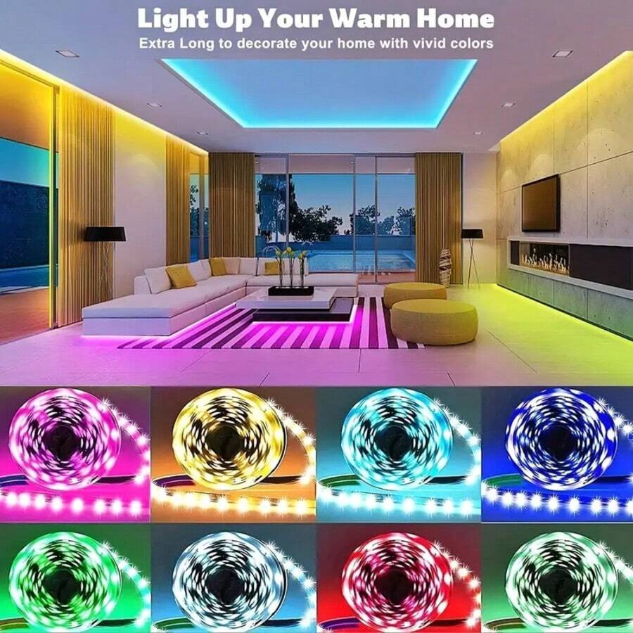 RGB 5050 LED Strip Lights Set - USB Powered, Flexible Tape For TV Background, Game Room Decor - 3 Key Control - Multicolor - View 3