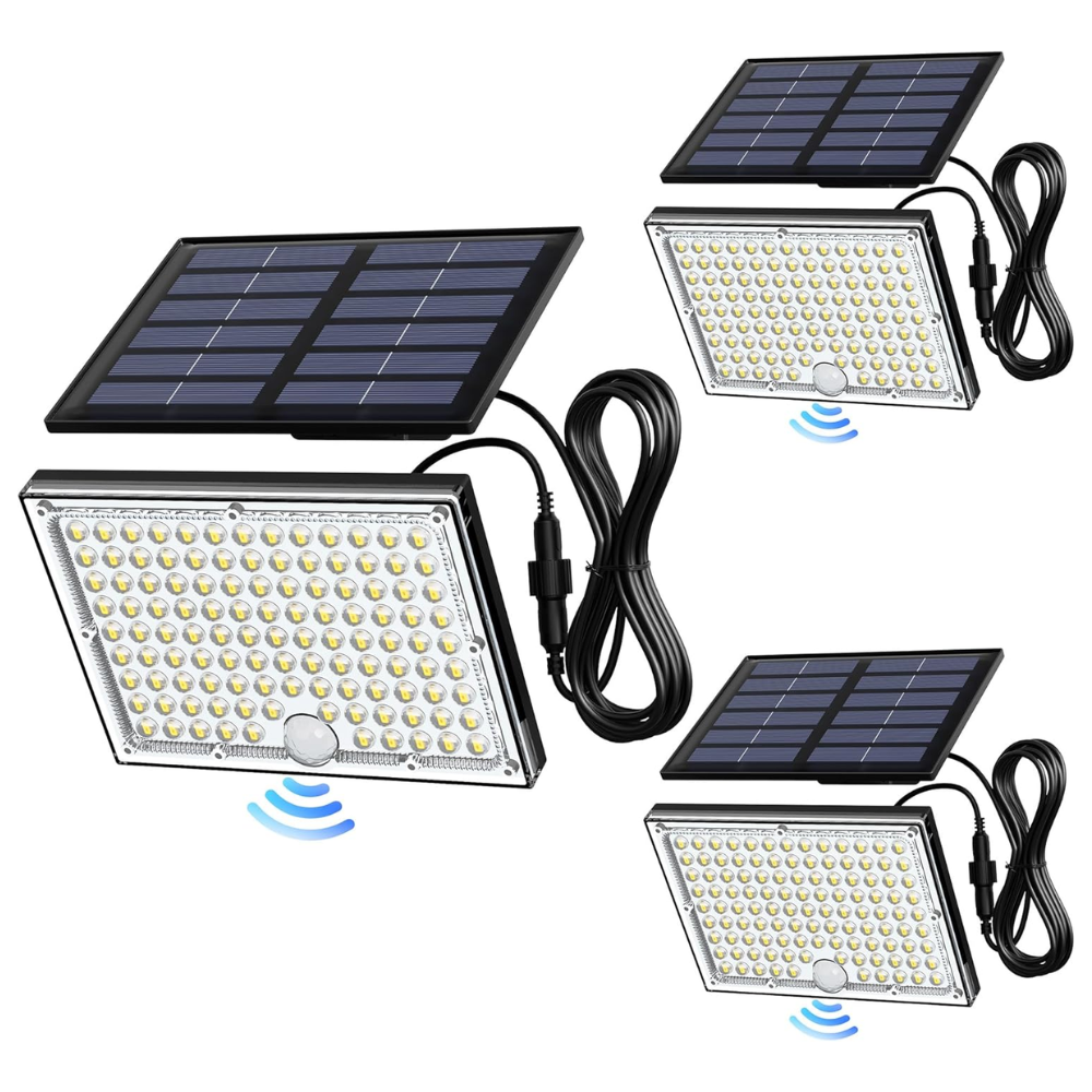 Solar Motion Sensor Flood Lights With 113 LED Outdoor Security Waterproof Spotlights