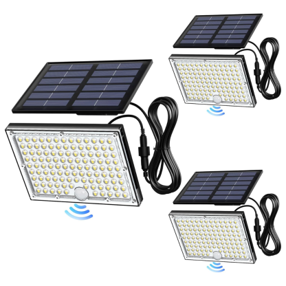 Solar Motion Sensor Flood Lights With 113 LED Outdoor Security Waterproof Spotlights