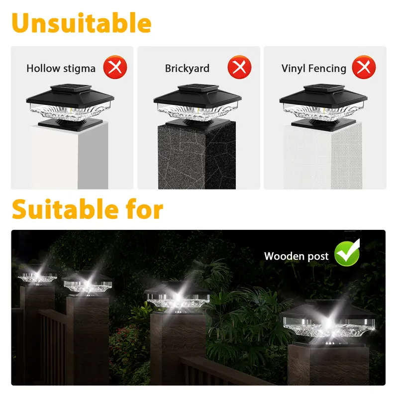 Solar Post Lights, Outdoor Decorative Post cap Light, Solar Powered white Shell Caps, Brightness Warm White LED Lighting for Fence Deck Patio,Wooden Posts 2