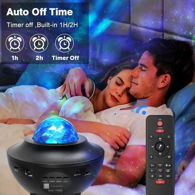 Starry Night Light Galaxy Projector With Bluetooth Speaker - Solar Flame Torch