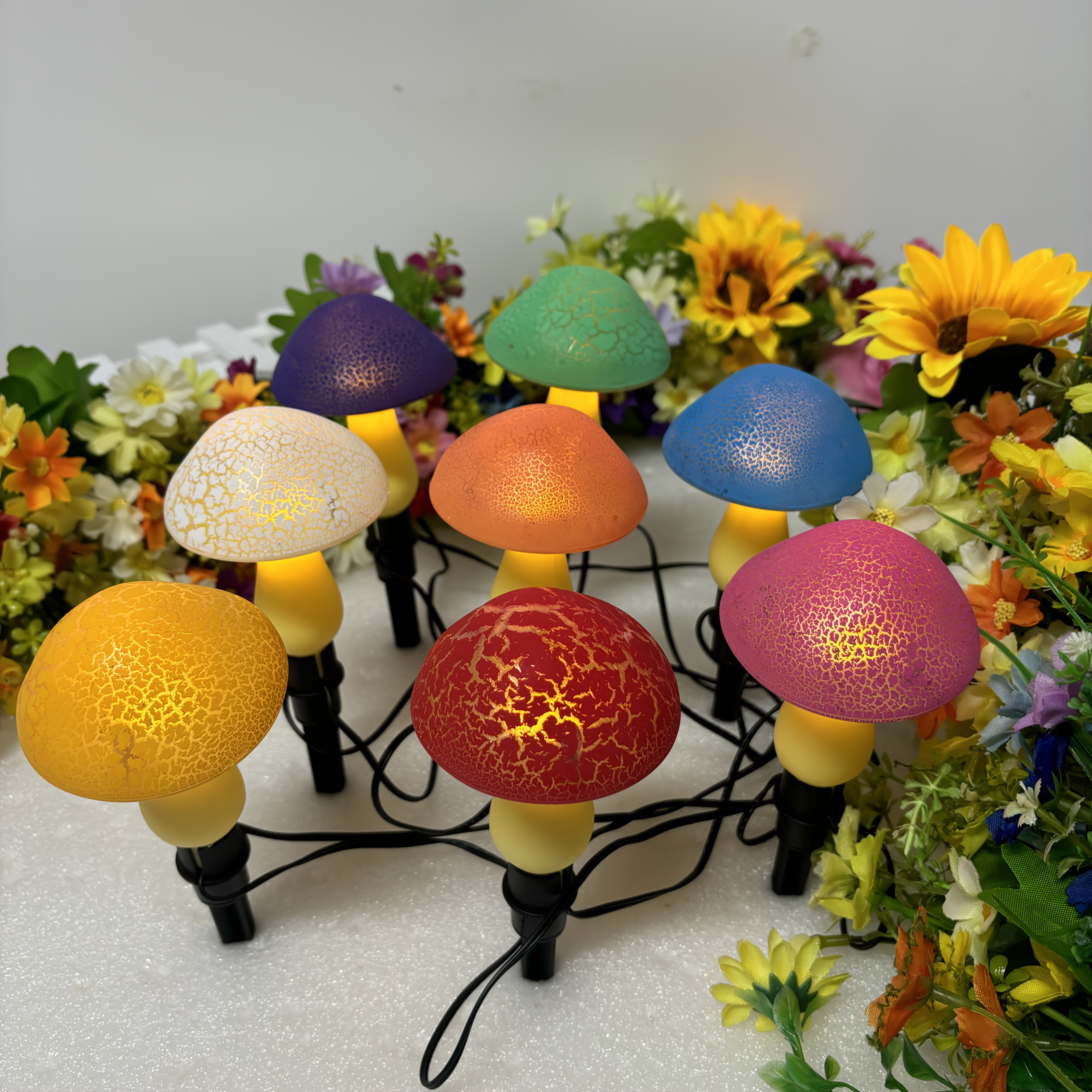 Pack Of 8 Solar Mushroom Garden Lights