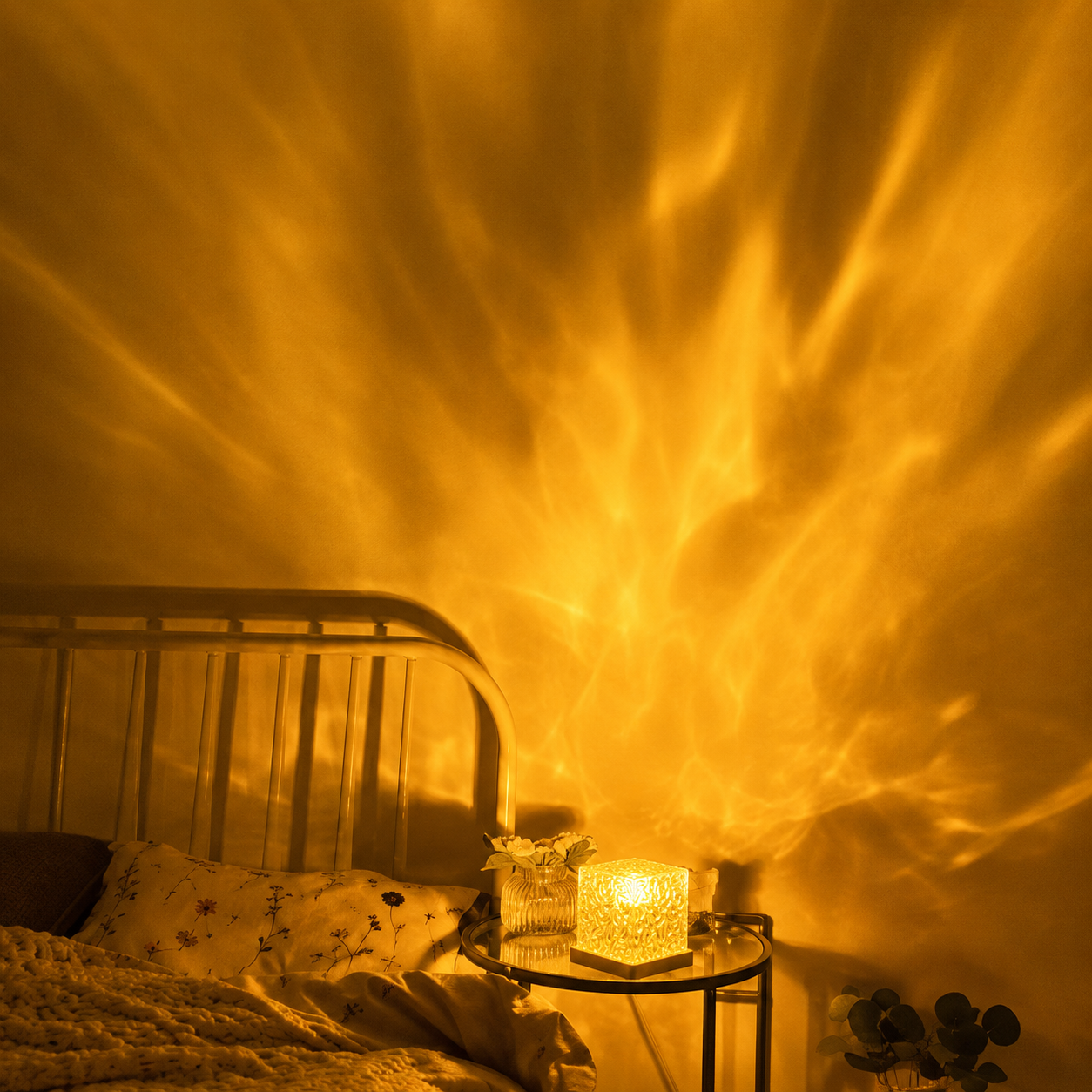 USB Powered RGB Water Wave Projection Bedside Lamp For Bedroom Decor
