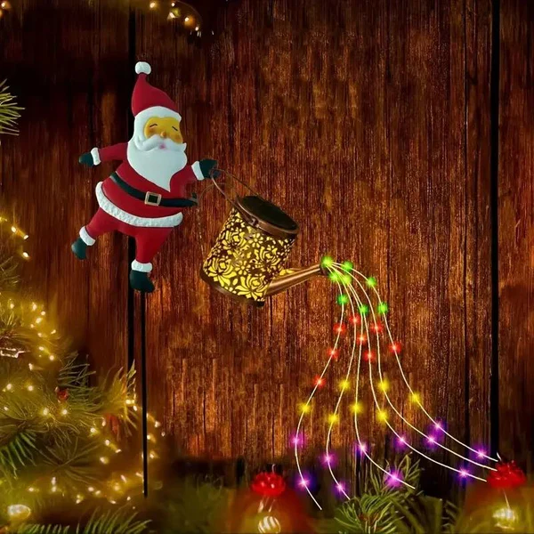 Solar Powered Santa Decorative Garden Kettle Light